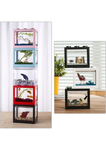 Bl-2 Stili Mini Balık Tankı Sıra Akvaryum Istiflenebilir Tanklar Hafif Karınca Besleme Tankları Mini Sürüngen Sıra Kutusu Masaüstü Dekorasyon Akvaryum Aksesuarları (Yurt Dışından) modelleri