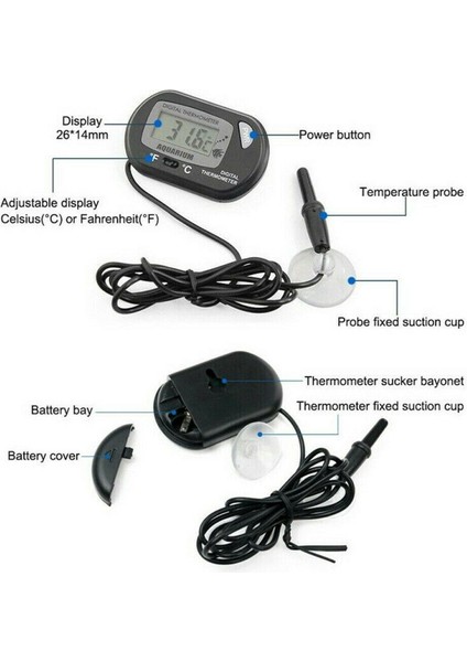 Siyah Stil Dijital Termometre LCD Su Geçirmez Balık Akvaryum Su Deposu Sıcaklık Termometre Ölçer Sucul Pet Malzemeleri Termometre (Yurt Dışından)