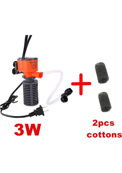 Filtre ve 2 Pamuk Stili 3W 3W Mini Dahili Akvaryum Filtresi Dalgıç Su Sirkülasyon Pompası Filtre Balık Kaplumbağa Tankı Için Oksijen Eklemek (Yurt Dışından)