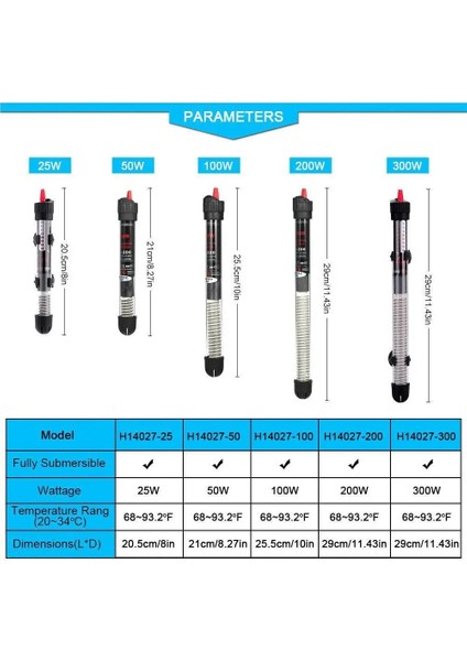 300W Tarzı Ayarlanabilir Sıcaklık Termostatı Isıtıcı Çubuk Dalgıç Akvaryum Balık Tankı Vantuzlu Su Isısı (Yurt Dışından) indirimleri
