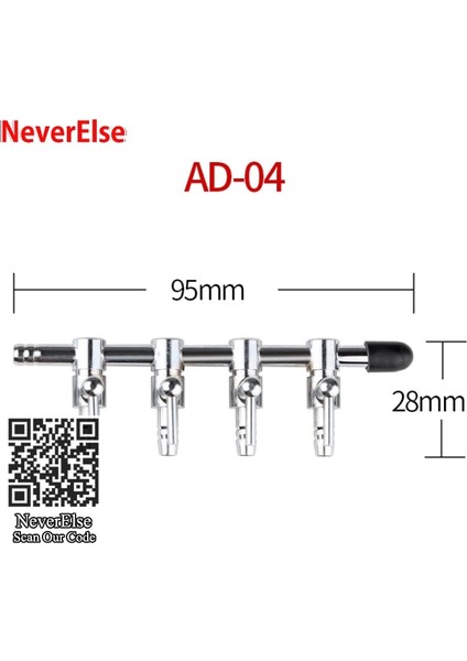 Ad-04 95MM Stili Paslanmaz Çelik Akvaryum Hava Akışı Kontrol Kolu Vana Distribütör Splitter Aksesuarları Seti Paslanmaz Çelik Balık Tankı Havayolu Hortumu Boru Tüpü (Yurt Dışından)