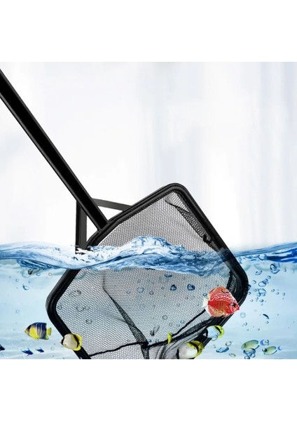 Siyah Stil Orta Siyah Akvaryum Aksesuarları Uzun Saplı Kare Akvaryum Balık Tankı Balık Ağı Iniş Ağı Balık Için Dayanıklı Ürünler (Yurt Dışından)