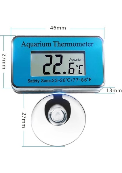 Mavi Stil Dijital Dalgıç Akvaryum Termometresi Balık Tankı LCD Ekran Sıcaklık Ölçer Teraryum Sürüngen Için Mini Vantuzlu (Yurt Dışından)