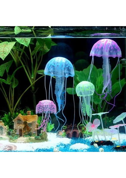 Pembe Tarzı 5X15CM Yapay Yüzme Parlayan Etkisi Denizanası Balık Tankı Sualtı Akvaryum Dekorasyon Su Peyzaj Canlı Bitki Aydınlık Süsleme (Yurt Dışından)