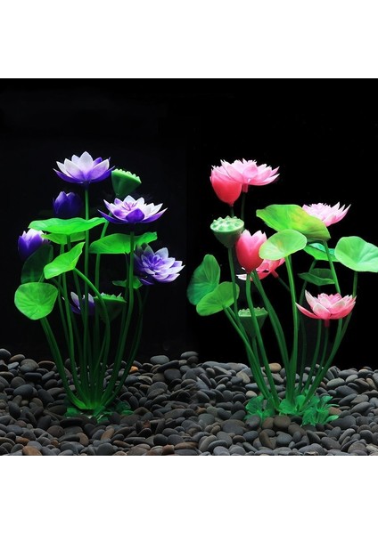 Mor D Stili Yeni Plastik Yapay Akvaryum Lotus Bitki Dekorasyon Peyzaj Su Çim Balık Tankı Süsleri Lotus Çiçeği Sucul Dekor (Yurt Dışından) modelleri