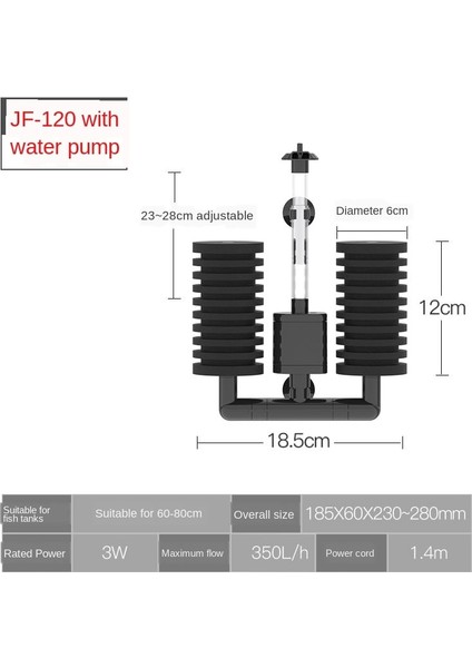 JF-120 80CM Tank Stili Için Balık Tankı Filtre Akvaryum Oksijen Dalgıç Pompa 3ın1 Balık Yetiştiriciliği Için Temiz Su Sirkülasyon Sistemi Filtre Mikro Fump (Yurt Dışından)