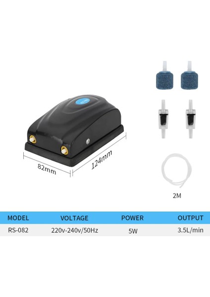 RS-082 Stili 220V 3W 5W Balık Tankı Hava Pompası Tek ve Çift Çıkışlı Çekvalf Tüp Akvaryum Aksesuarları Mini Kompresör (Yurt Dışından) fiyatları