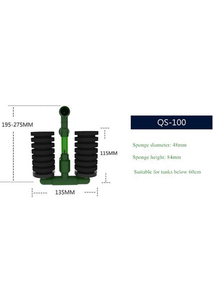QS-100 Stili 1 Ünite Bio Sünger Akvaryum Filtresi Yetiştiriciliği Fry Betta Karides Nano Balık Tankı Akvaryum Ptsp (Yurt Dışından)