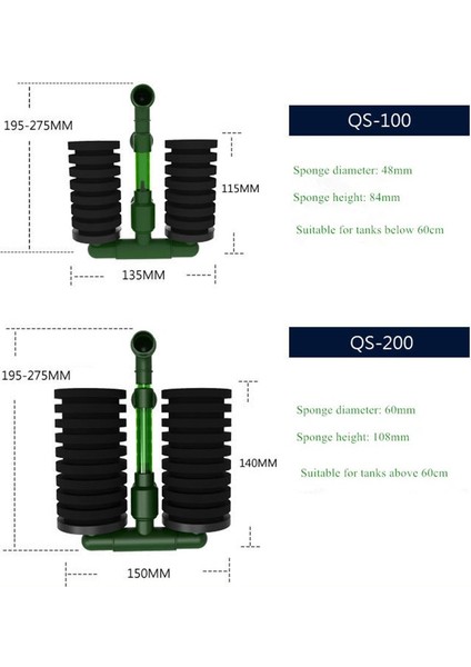 QS-100 Stili 1 Ünite Bio Sünger Akvaryum Filtresi Yetiştiriciliği Fry Betta Karides Nano Balık Tankı Akvaryum Ptsp (Yurt Dışından) modelleri