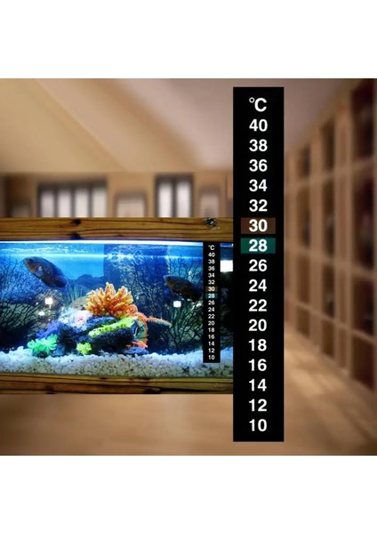 5 Adet Tarzı Resim Olarak Taşınabilir Akvaryum Termometresi Çift Ölçekli Balık Tankı Sıvı Sıcaklık Test Etiket Santigrat Dijital LCD Ekran Yapışkan Şerit (Yurt Dışından)