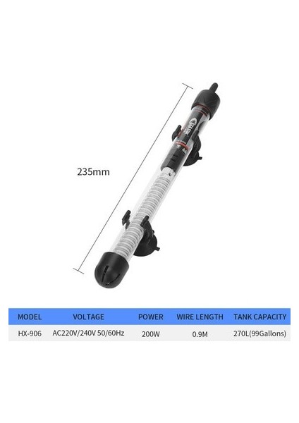 HX-906 200W Stili Balık Tankı Isıtıcı Isıtma Çubuğu Akvaryum Otomatik Sabit Sıcaklık Kaplumbağa Isıtıcı Tesisi Mını Isıtıcı (Yurt Dışından) fiyatları