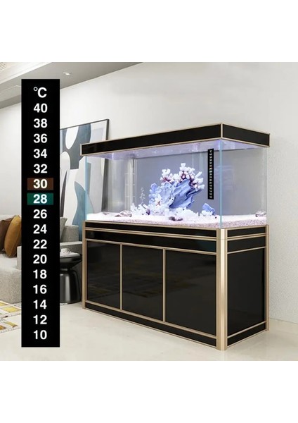 5 Adet Tarzı Resim Olarak Taşınabilir Akvaryum Termometresi Çift Ölçekli Balık Tankı Sıvı Sıcaklık Test Etiket Santigrat Dijital LCD Ekran Yapışkan Şerit (Yurt Dışından)