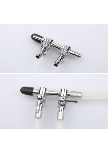 Resim Stili Olarak Tek Boyut 2 Yollu Paslanmaz Çelik Akvaryum Tankı Hava Pompası Hava Akış Bölücü Hava Akış Tüpü Boru Hattı Kontrol Vanası Anahtar Vana (Yurt Dışından)