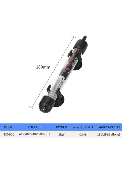 HX-906-25W Stili Ingıltere Fişi Akvaryum Dalgıç Isıtıcı Kaplumbağa Balık Tankı Ayarlanabilir Su Isıtma Çubuğu Termostat Aquario Için Sabit Sıcaklık Kontrolü (Yurt Dışından)