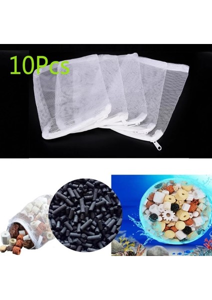 10 Adet 10X15CM Tarzı Akvaryum Örgü Çanta Naylon Balık Tankı Zip Filtre Medya Net Çanta Solunum Halkası Biyokimyasal Top Biyo Top Gıdalar Tahıl Filtre Torbası (Yurt Dışından)
