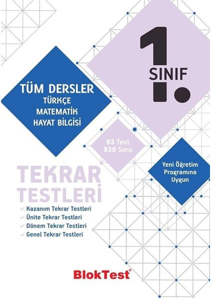 Bloktest 1.sınıf Bloktest Tüm Dersler Tekrar Testleri
