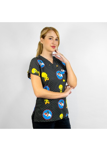 Tweety Desenli Likralı Üst Forma