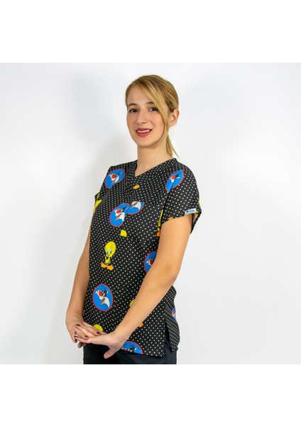 Tweety Desenli Likralı Üst Forma