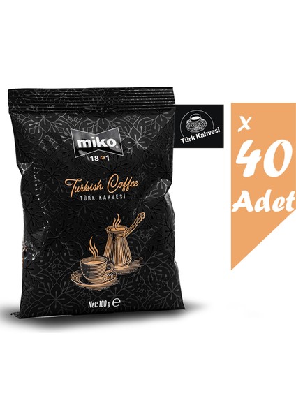 Öğütülmüş Türk Kahvesi 40 Paket 100 gr (4kg)