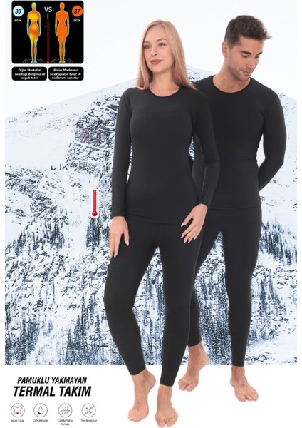 Sauna Suit Unisex Kışlık Sıcak Tutan Termal Içlik Alt Üst Takım Pamuklu Termal Takım