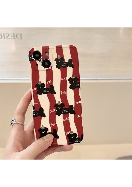 iPhone 12 Için Vintage Çizgili Köpek Yavrusu Apple Telefon Kılıfı (Yurt Dışından) fırsatları
