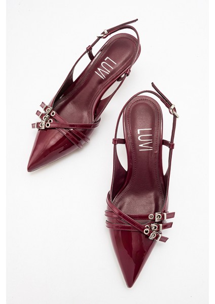 Woss Bordo Rugan Kemer Detaylı Kadın Topuklu Ayakkabı modelleri