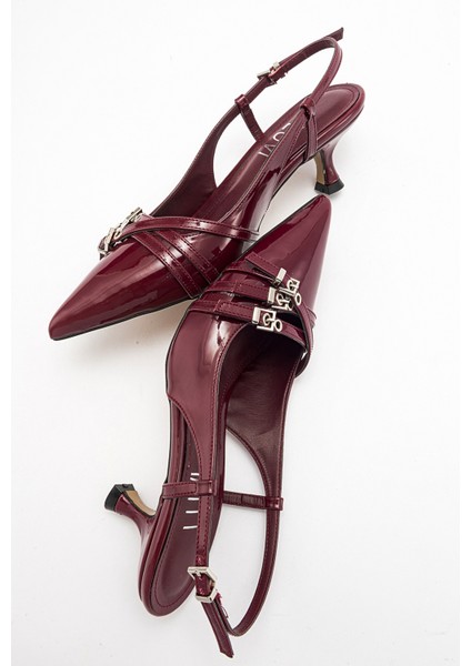 Woss Bordo Rugan Kemer Detaylı Kadın Topuklu Ayakkabı fırsatları