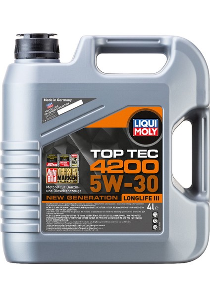 Lıquı Moly 5W30 Motor Yağı Tam Sentetik Top Tec 4200 4 Litre