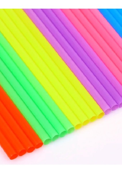 Renkli Ince Kıvrımlı Artistik Pipet 50'li modelleri