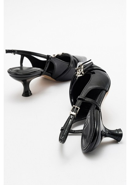 Woss Siyah Rugan Kemer Detaylı Kadın Topuklu Ayakkabı fiyatları