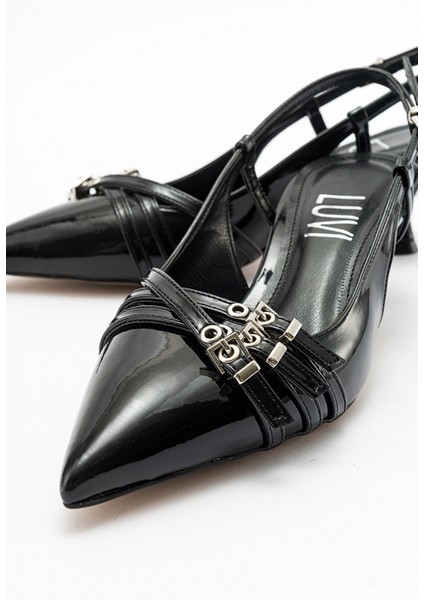 Woss Siyah Rugan Kemer Detaylı Kadın Topuklu Ayakkabı modelleri