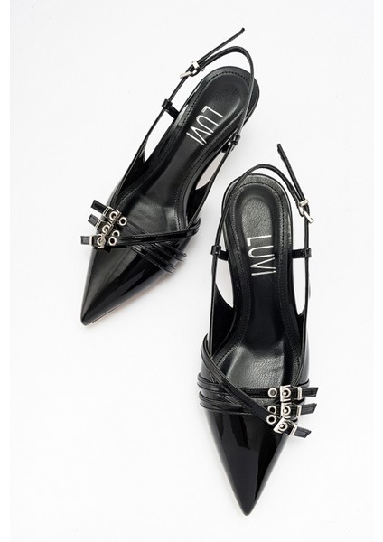 Woss Siyah Rugan Kemer Detaylı Kadın Topuklu Ayakkabı fırsatları
