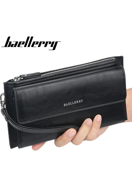 Baellerry Erkekler Uzun Cüzdan Yumuşak Deri Çok Fonksiyonlu Cep Telefon Cebi Fermuarlı Kart Tutucu Bozuk Para Cüzdanı Carteira Masculina (Yurt Dışından)
