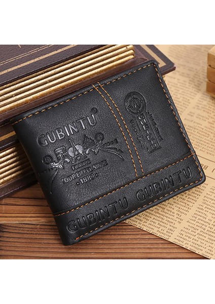Erkekler Rahat Küçük Para Çantalar Cüzdan Deri Bifold Cüzdan Kredi Kartı Makbuz Tutucu Para Çantası Fermuar Küçük Para Debriyaj Çanta (Yurt Dışından)