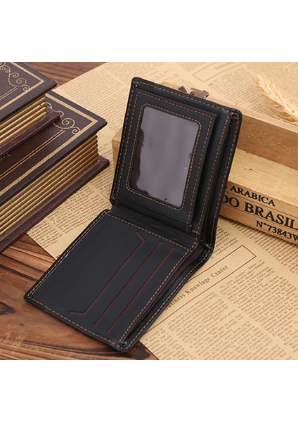 Erkekler Rahat Küçük Para Çantalar Cüzdan Deri Bifold Cüzdan Kredi Kartı Makbuz Tutucu Para Çantası Fermuar Küçük Para Debriyaj Çanta (Yurt Dışından)