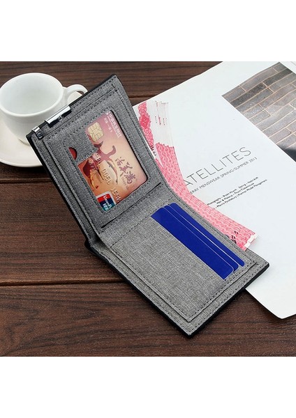 Erkek Cüzdanı Bozuk Para Cüzdanı Kısa Ince Erkek Cüzdanı Cüzdan Kredi Kartı Ikiye Katlanmış Kanvas Cüzdan Günlük Kart Sahibinin Küçük Metal Tokası (Yurt Dışından) indirimleri