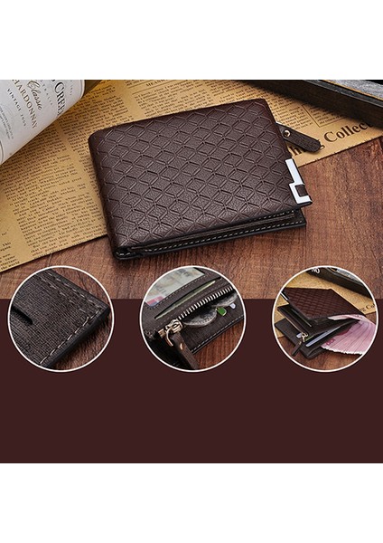 Erkek Suni Deri Zip Bifold Cüzdan Para Klipsli Kart Tutucu Cep Debriyaj Çanta (Yurt Dışından)
