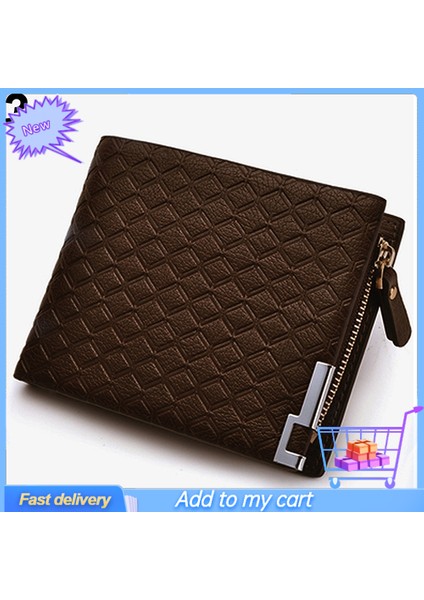 Erkek Suni Deri Zip Bifold Cüzdan Para Klipsli Kart Tutucu Cep Debriyaj Çanta (Yurt Dışından)