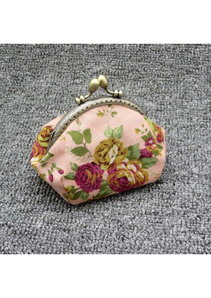 Cüzdan, Bayan Vintage Çiçek Mini Bozuk Para Cüzdanı Clutch Çanta (Pembe) (Yurt Dışından)