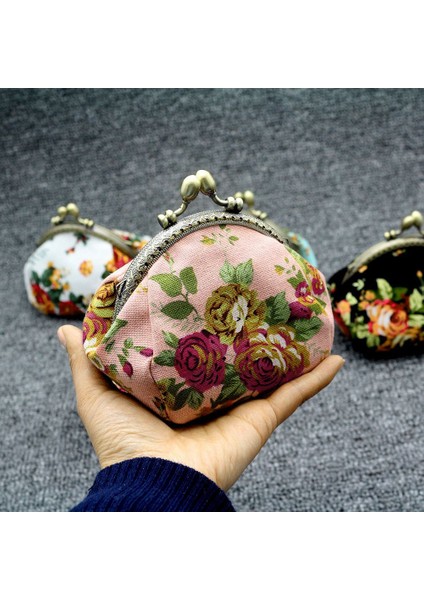 Cüzdan, Bayan Vintage Çiçek Mini Bozuk Para Cüzdanı Clutch Çanta (Pembe) (Yurt Dışından)