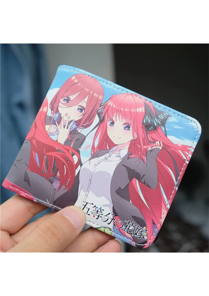 Anime Quintessential Quintuplets Pu Cüzdan ile Kımlık Kartı Tutucu Erkek Kadın Kısa Ikiye Katlanmış Kımlık Bozuk Para Cüzdanı Kese Para Klip Hediye (Yurt Dışından)