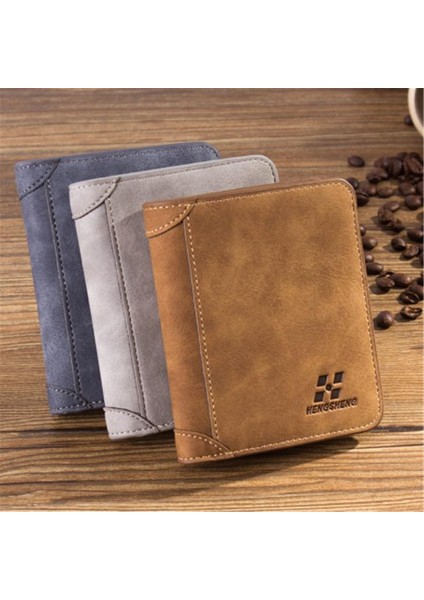 Erkek Cüzdan Kısa Üçe Katlanmış Kimlik Kredi Banka Kartvizitlik Vintage Bifold Bozuk Para Cüzdanı Erkek Debriyaj Cep Para Çanta Klipsi Kese (Yurt Dışından) fiyatları