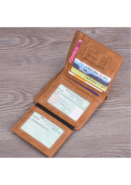Erkek Cüzdan Kısa Üçe Katlanmış Kimlik Kredi Banka Kartvizitlik Vintage Bifold Bozuk Para Cüzdanı Erkek Debriyaj Cep Para Çanta Klipsi Kese (Yurt Dışından) indirimleri