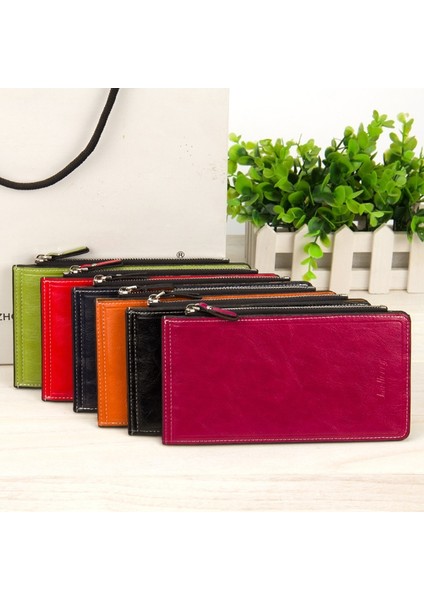 1 Adet Deri Cüzdan Kadın Uzun Kart Tutucu Bayanlar Debriyaj Çanta Kadın Cüzdan Fermuarlı Para Çantası Para Cep Para Çantası (Yurt Dışından) fırsatları