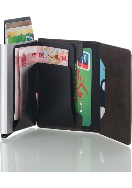 Cizicoco Hırsızlığa Karşı Erkekler Vintage Kredi Kartı Tutucu Engelleme Rfid Cüzdan Deri Unisex Güvenlik Cüzdan Deri Kadın Sihirli Cüzdan (Yurt Dışından)