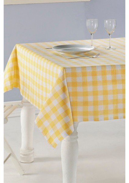 Kareli Masa Örtüsü Sarı fiyatları