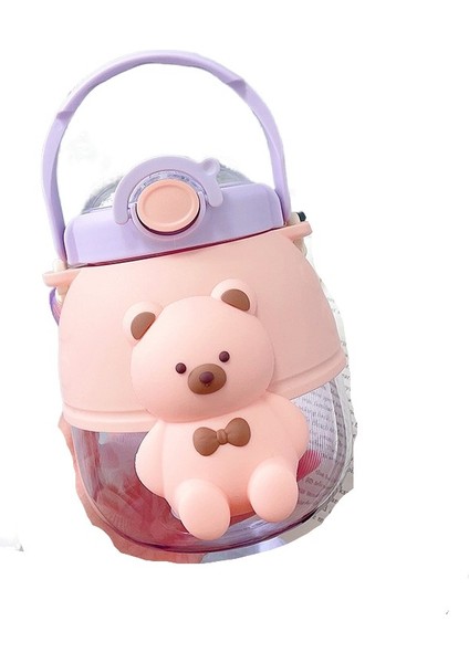 Xulin Plastik Bardak Büyük Kapasiteli Çocuk Su Şişesi Taşınabilir Taşınabilir Pipetli Bardak (Yurt Dışından)