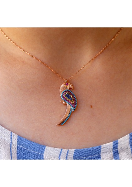 Renkli Taşlı Nazar Boncuklu Şirin Papağan Gümüş Kolye fiyatları