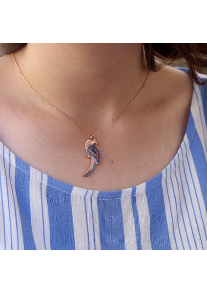 Renkli Taşlı Nazar Boncuklu Şirin Papağan Gümüş Kolye modelleri