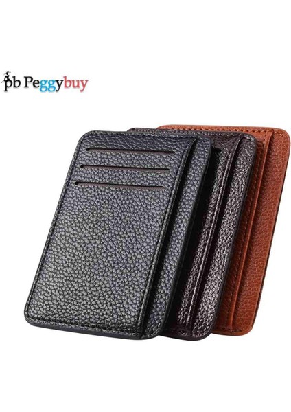 Rahat Bayanlar Kart Durumda Retro Erkekler Litchee Desen Düz Renk Mini Bozuk Para Cüzdanı Mini Pu Çanta Çanta Küçük Cüzdan Para Cebi (Yurt Dışından)